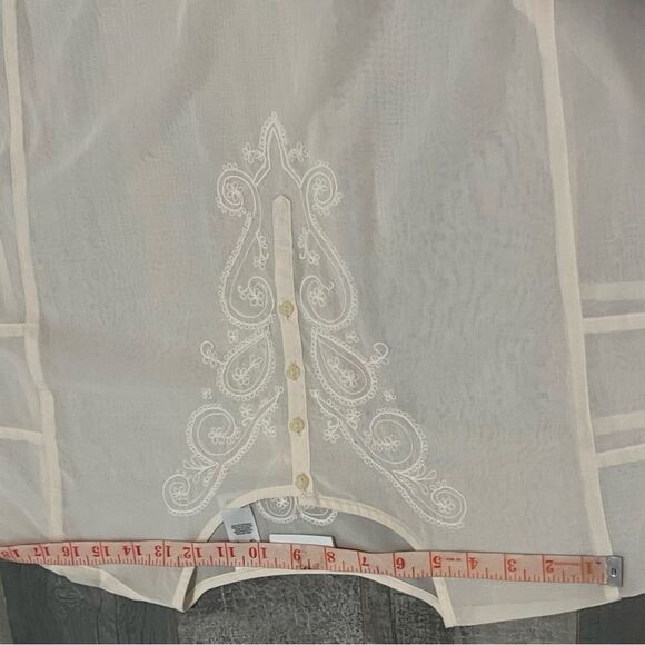 NWOT LIZ CLAIBORNE Neutral Ivory Cotton Embroidered Relaxed Split Neck Tunic L - Picture 11 of 15